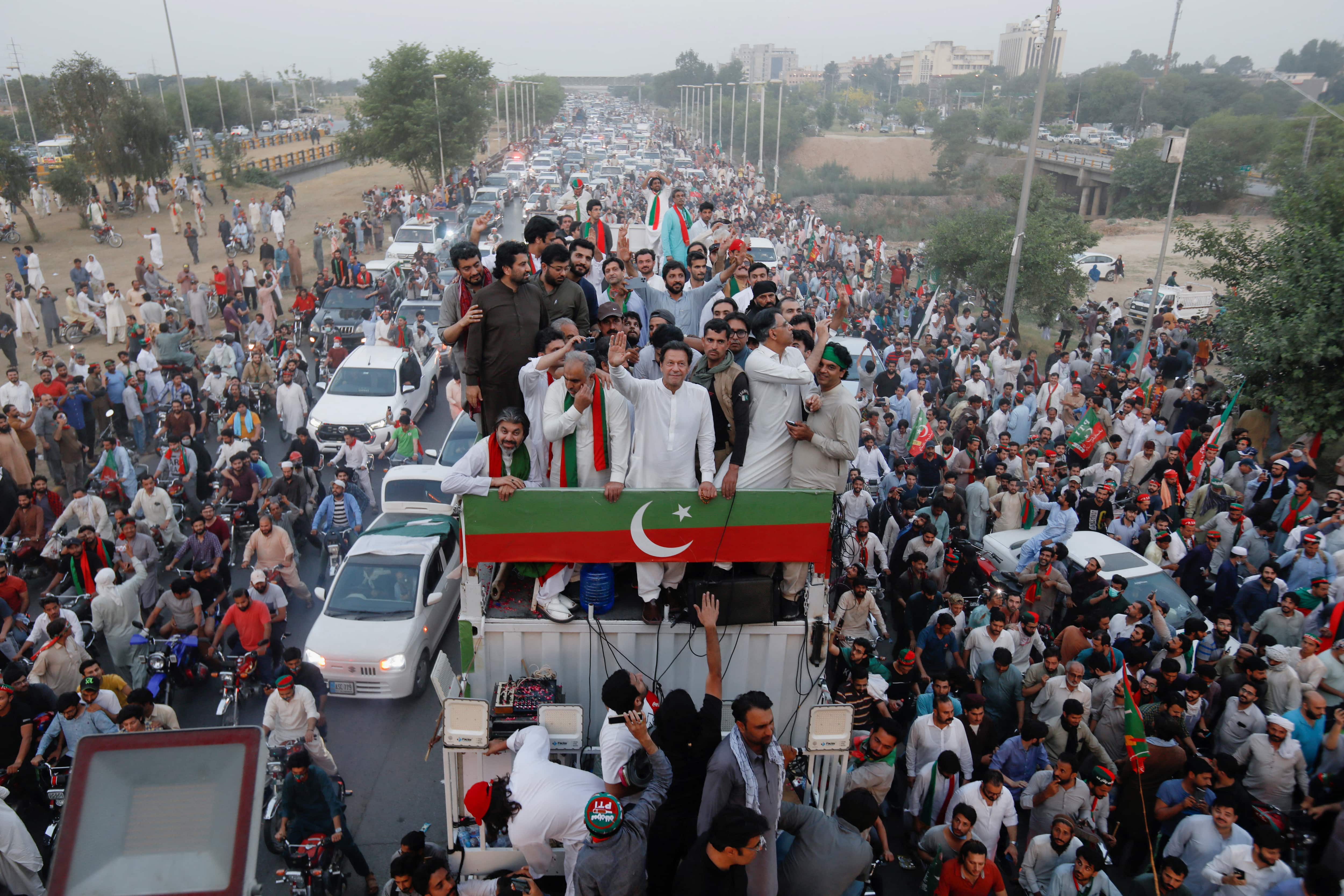 PM Imran Khan claimed he was ousted from office in a "foreign conspiracy".