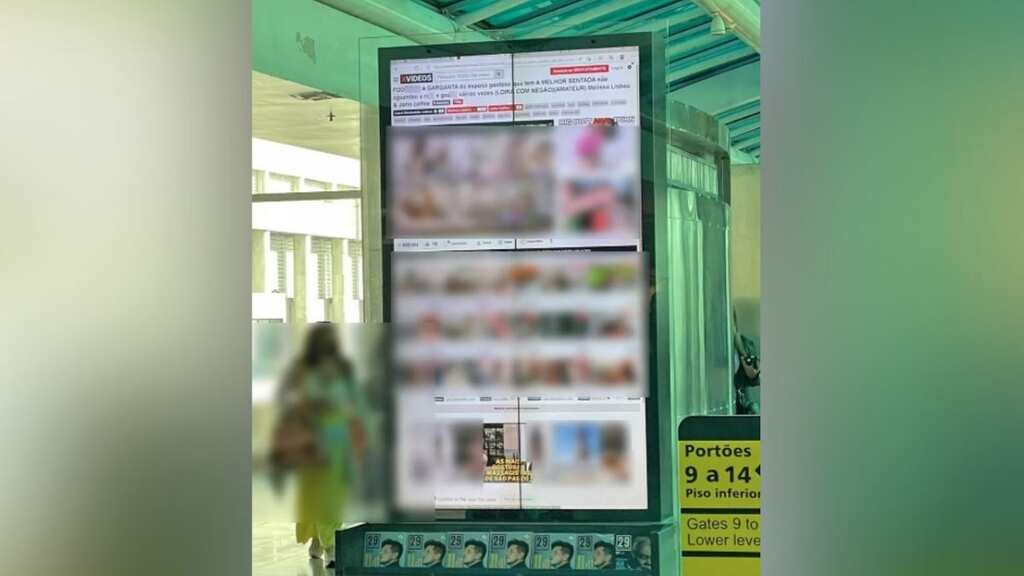 Hacked or busted? Brazil airport screens display porn instead of flight information to travellers