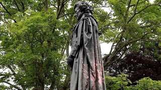 Former UK PM Margaret Thatcher's statue daubed with red paint by vandals weeks after egging