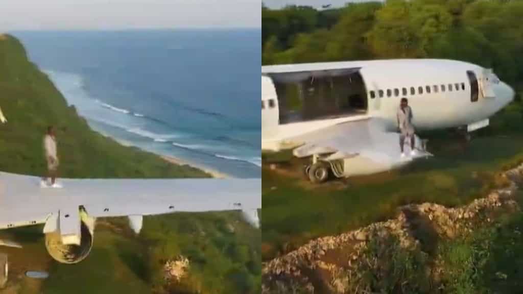 In breathtaking video, man walks on aircraft’s wing on top of hill in Bali, sparks reactions on social media