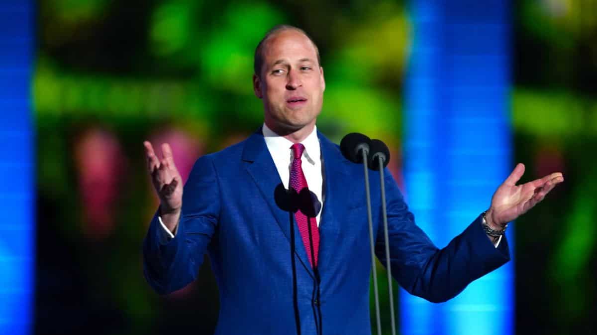 Prince William addresses the crowd at the concert