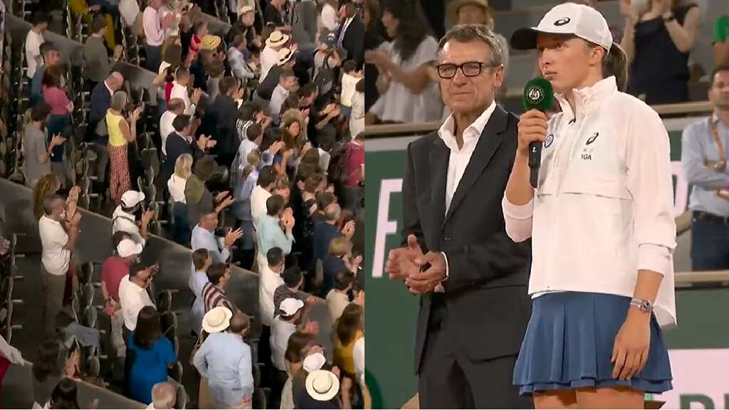 WATCH: Iga Swiatek receives standing ovation for 'Stay strong Ukraine' message after French Open win