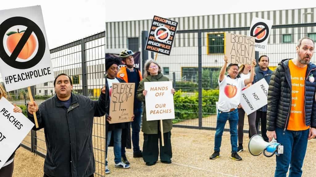 #PeachPolice: Group of parents in London protest against the use of peach a.k.a the 'butt' emoji. Watch!