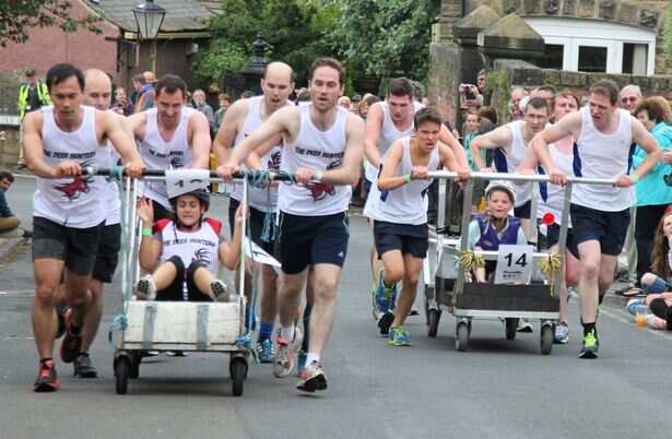 Bed race in England after two-year-hiatus: Money raised in the race will reach local charities