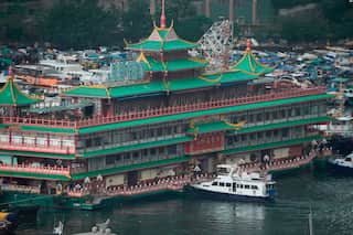 Hong Kong's iconic floating restaurant towed away after operating for 46 years - WATCH