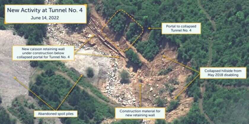 Satellite image shows North Korean activity in tunnel 4 at Punggye-ri nuclear facility