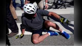 'My foot got caught': Joe Biden takes a tumble after falling from bike