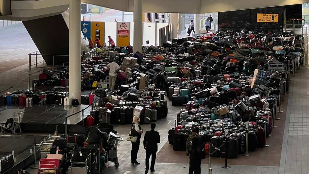 Thousands of luggage bags stranded outside UK’s busiest airport due to malfunction