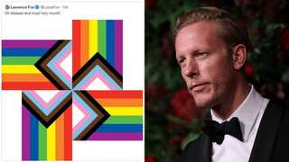 Laurence Fox sparks outrage for posting 'swastika' symbol made of Pride flags