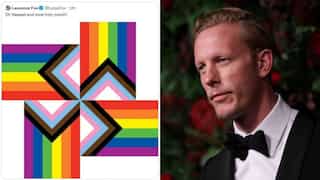Laurence Fox sparks outrage for posting 'swastika' symbol made of Pride flags