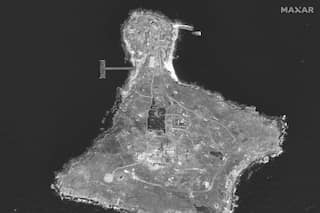 Ukrainian military raises national flag in Snake Island after Russian retreat