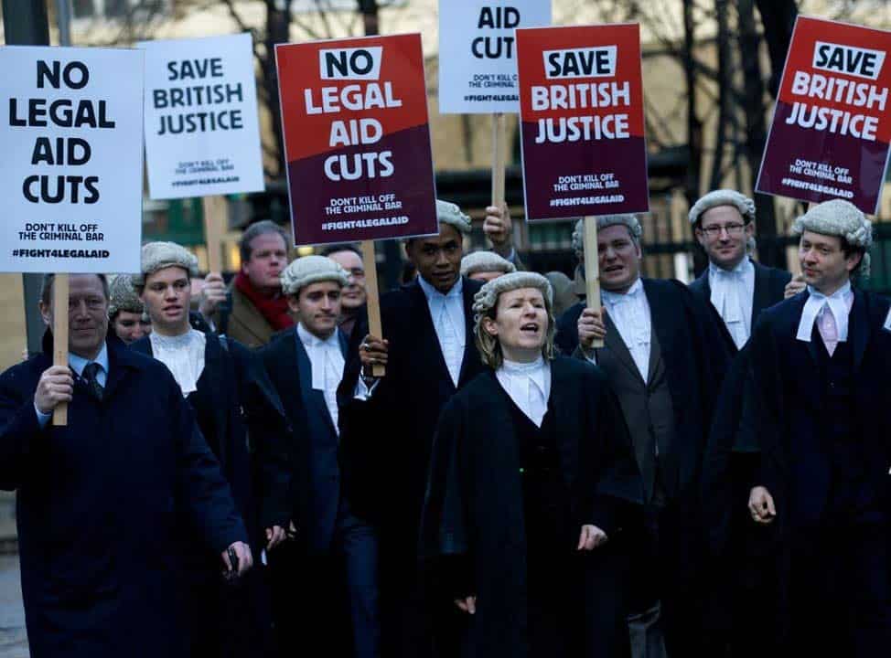 Lawyers on strike demanding higher pay in UK