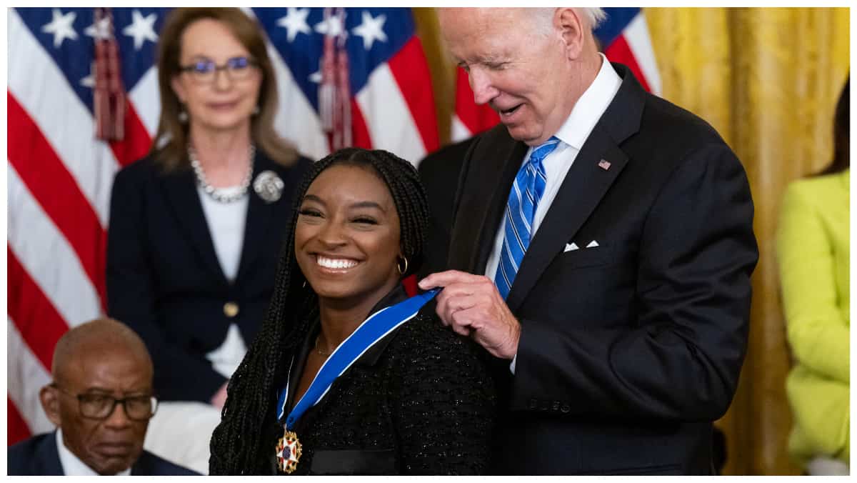 Gymnastics star Simone Biles among winners of top US honour