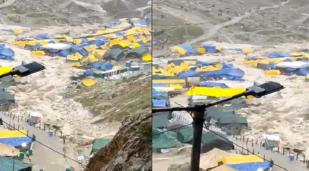 India: Cloudburst near Hindu cave shrine of Amarnath