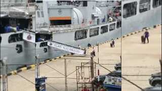 Video: Men run with suitcases to navy ship as Sri Lankan President flees
