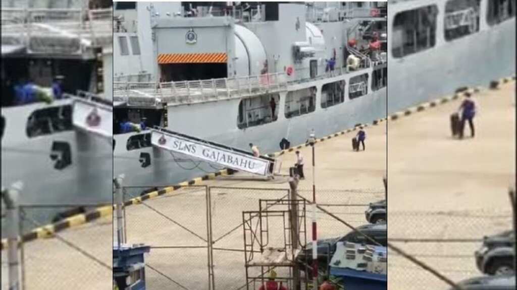 Video: Men run with suitcases to navy ship as Sri Lankan President flees