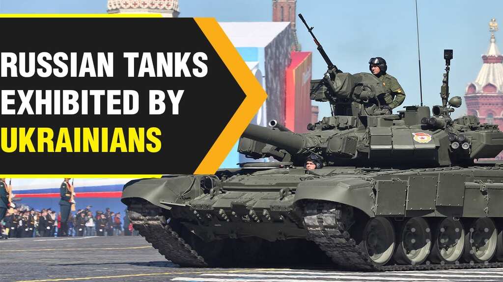 Russian tanks, Howitzers-Ukraine war trophies  on display in Prague
