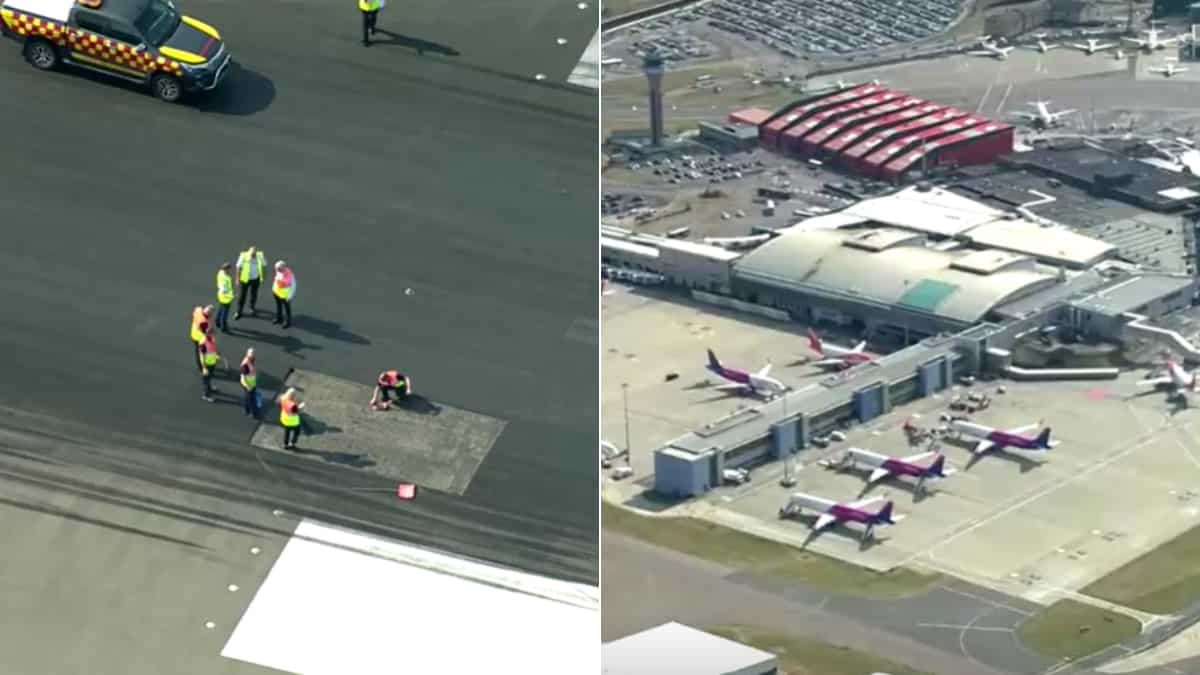 UK: Air traffic briefly suspended at Luton airport as hot weather 'melted' the runway UK: Air traffic briefly suspended at Luton airport as hot weather 'melted' the runway