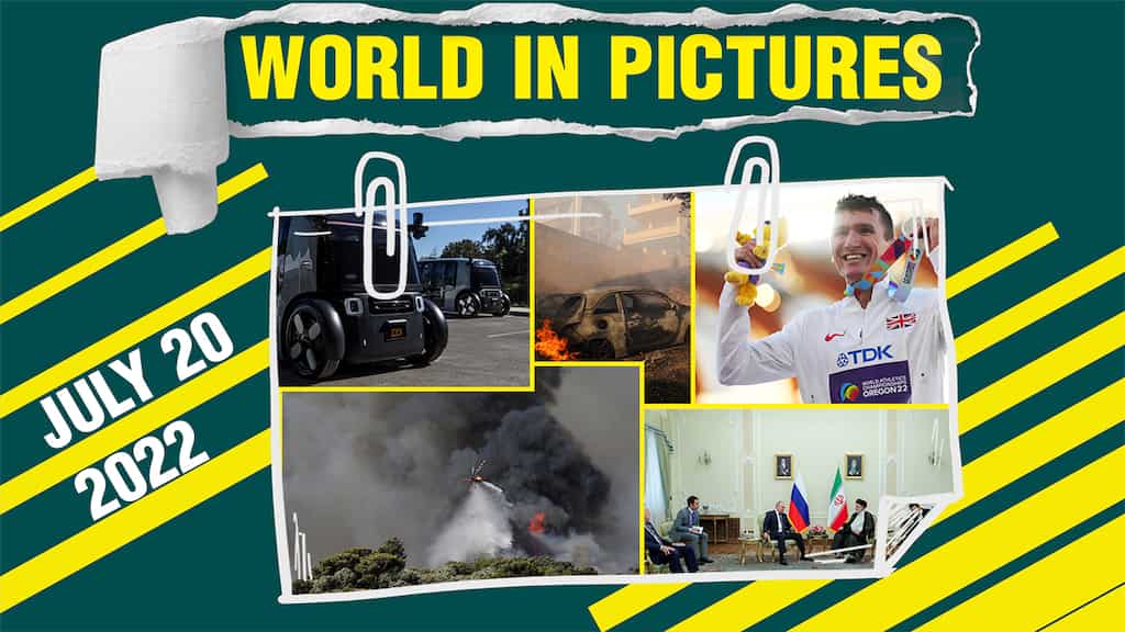 World in Pictures: Wildfire rages near Athens, Amazon-owned firm to launch 'robotaxi'