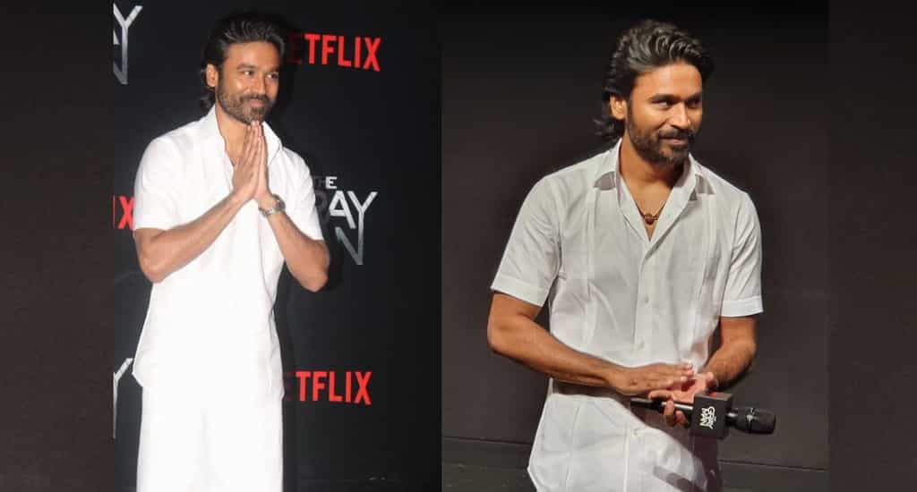 Dhanush rocks the traditional veshti at the India premiere of 'The Gray Man'