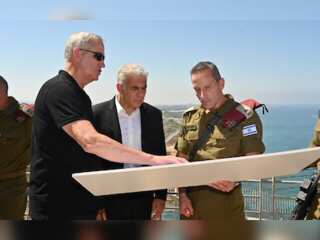 Israeli PM Yair Lapid takes a helicopter ride over disputed Karish gas rig