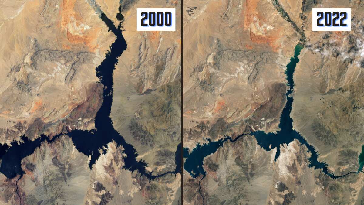 America's largest reservoir Lake Mead is 73% empty. NASA shares stark pictures America's largest reservoir Lake Mead is 73% empty. NASA shares stark pictures