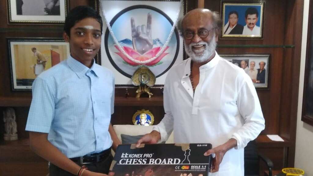 Indian chess grandmaster Praggnanandhaa meets Rajinikanth, shares pics with a special note