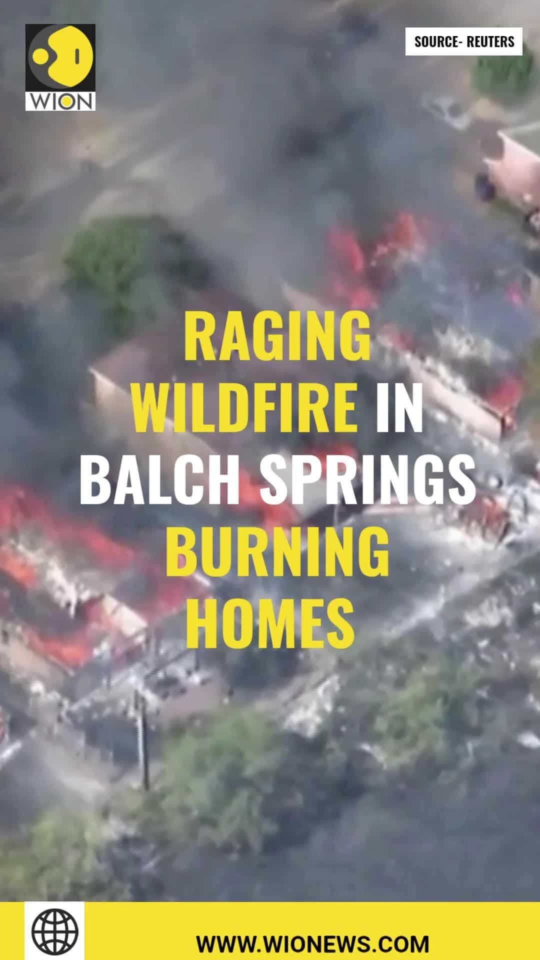Aerial footage captures raging wildfire in Balch Springs burning homes