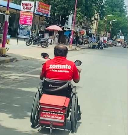 Specially abled delivery executive rides wheelchair to deliver food; wins internet for the day