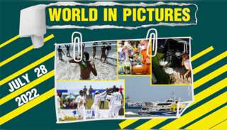World in Pictures: Hindu devotees perform Tarpan rituals; Sri Lanka's Angelo Mathews takes wicket