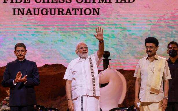 Indian PM Narendra Modi opens the 44th Chess Olympiad