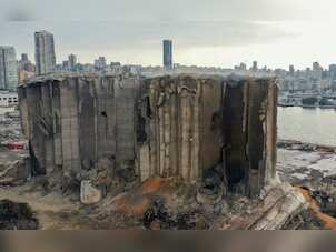 Beirut's fire-damaged grain silos collapse after two weeks of burning