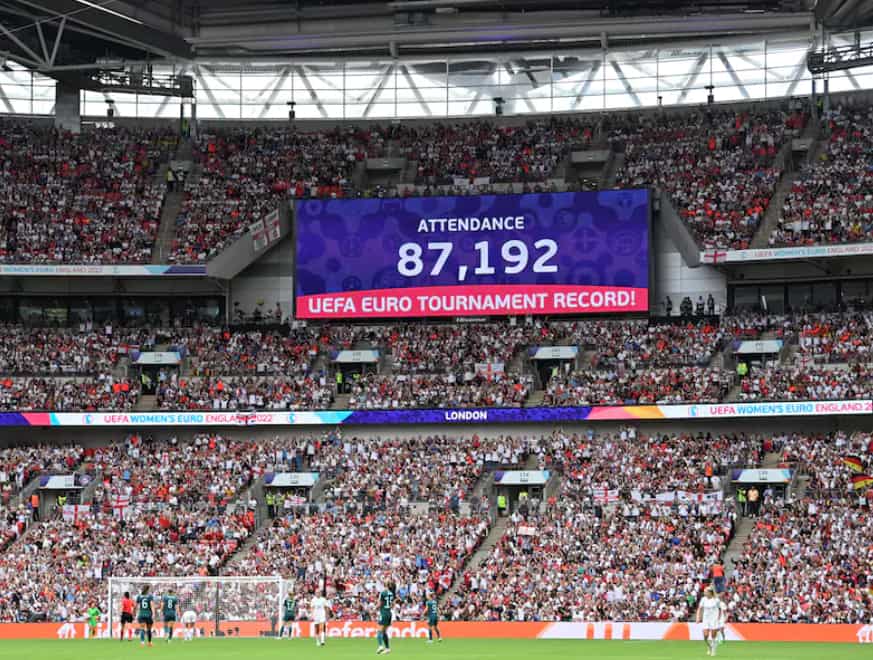 Record attendance of 87, 192 at Women's Euro final; beats previous men's and women's records