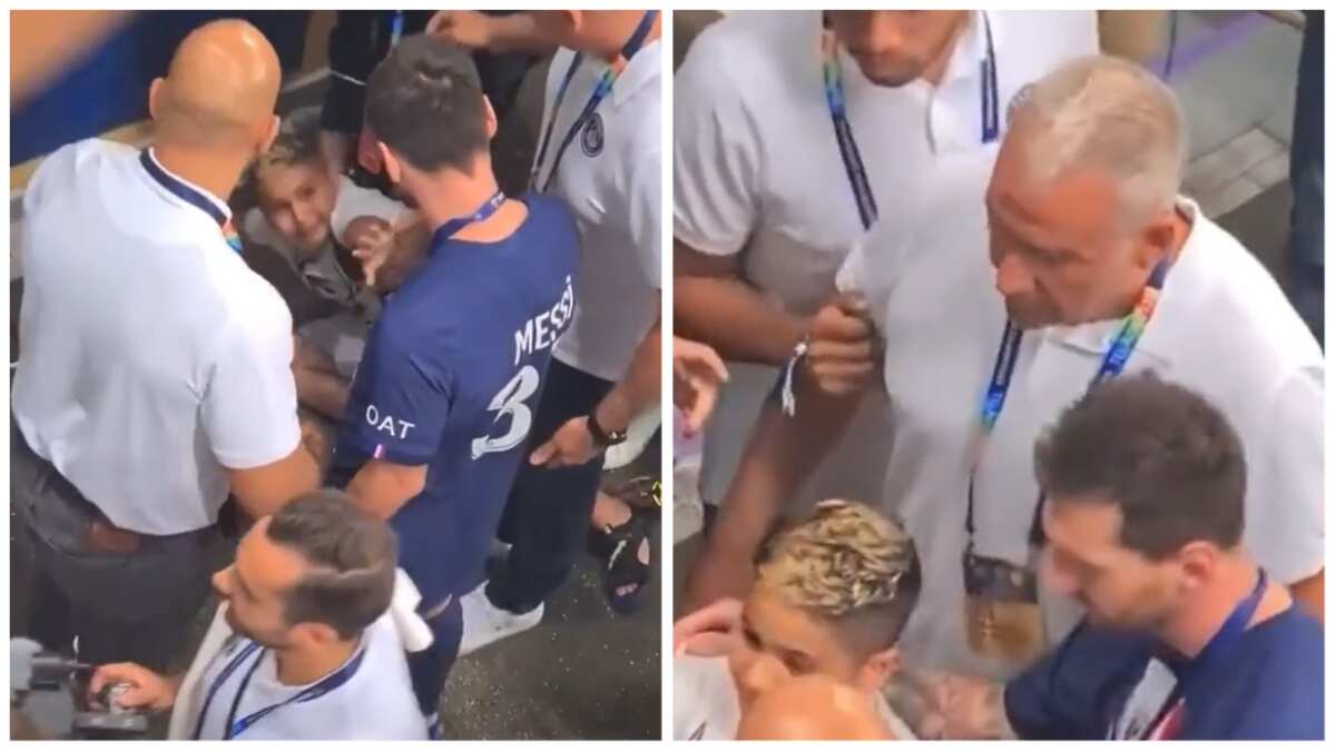 WATCH: Messi's young fan removed by security before striker comes to his rescue after PSG's CT win