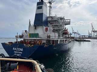First Ukraine grain ship departs Odessa port