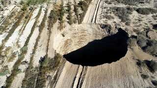 Mysterious large sinkhole appears near Chilean mine, leaves authorities puzzled