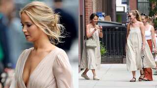 Jennifer Lawrence finds her sartorial twin on the street in New York City