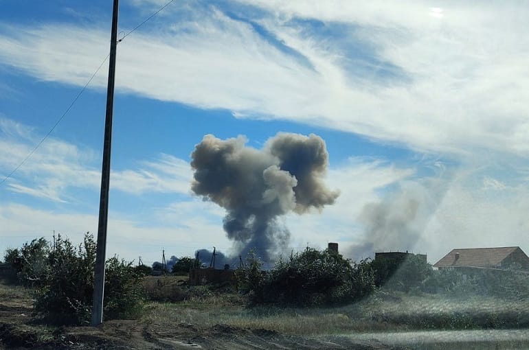 Russia says 'detonation of ammunition' caused blast at Crimea military airbase