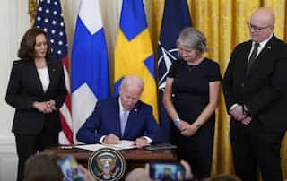 Joe Biden signs documents supporting Sweden and Finland's bid to join NATO