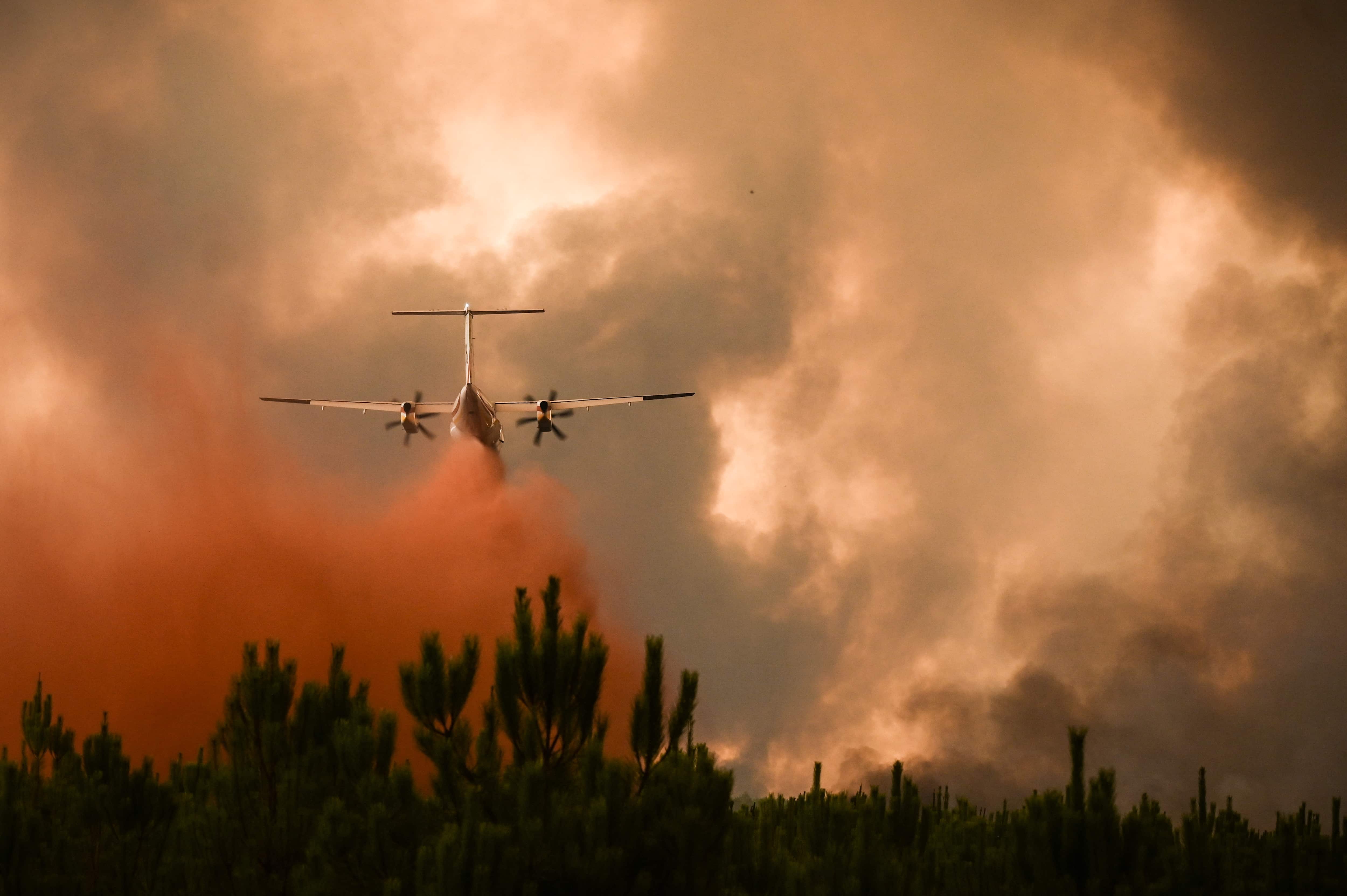 Firefighting aircraft in action