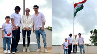 Shah Rukh Khan & Gauri hoist Tricolour with their two sons at Mannat - see pics
