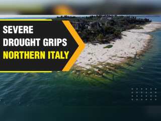 Bottom of rocky shore of Lake Garda emerges as severe drought grips Northern Italy