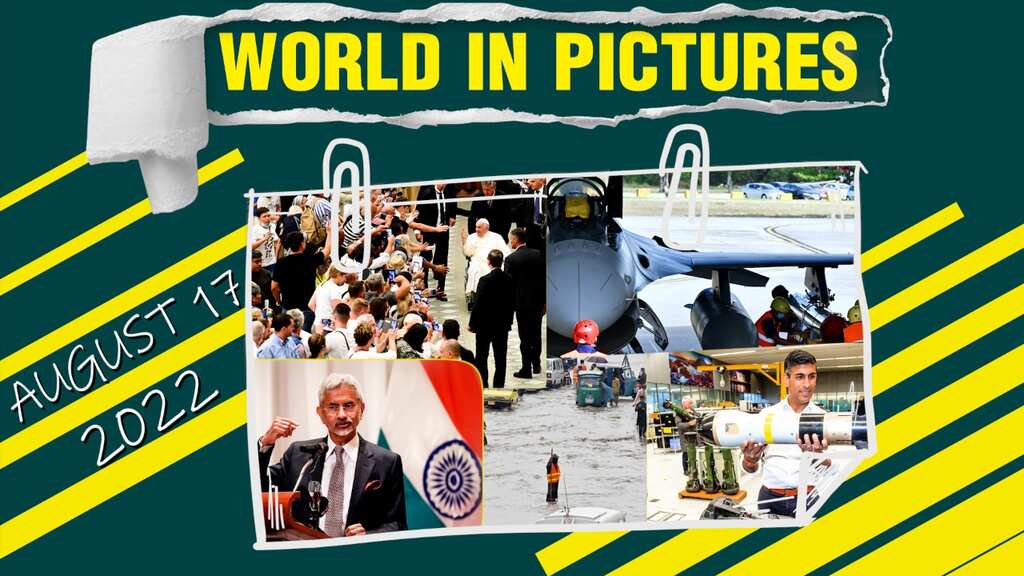World in Pictures: Street flooded in Pak's Peshawar; Rishi Sunak visits Thales Defence System plant