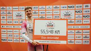 Britain's Dan Bigham sets world one-hour track cycling record, covering 55.548 km in 60 mins