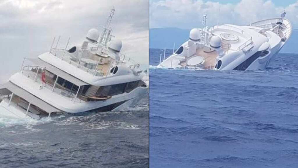 Watch nerve-racking moment when a superyacht sinks off the coast of Italy