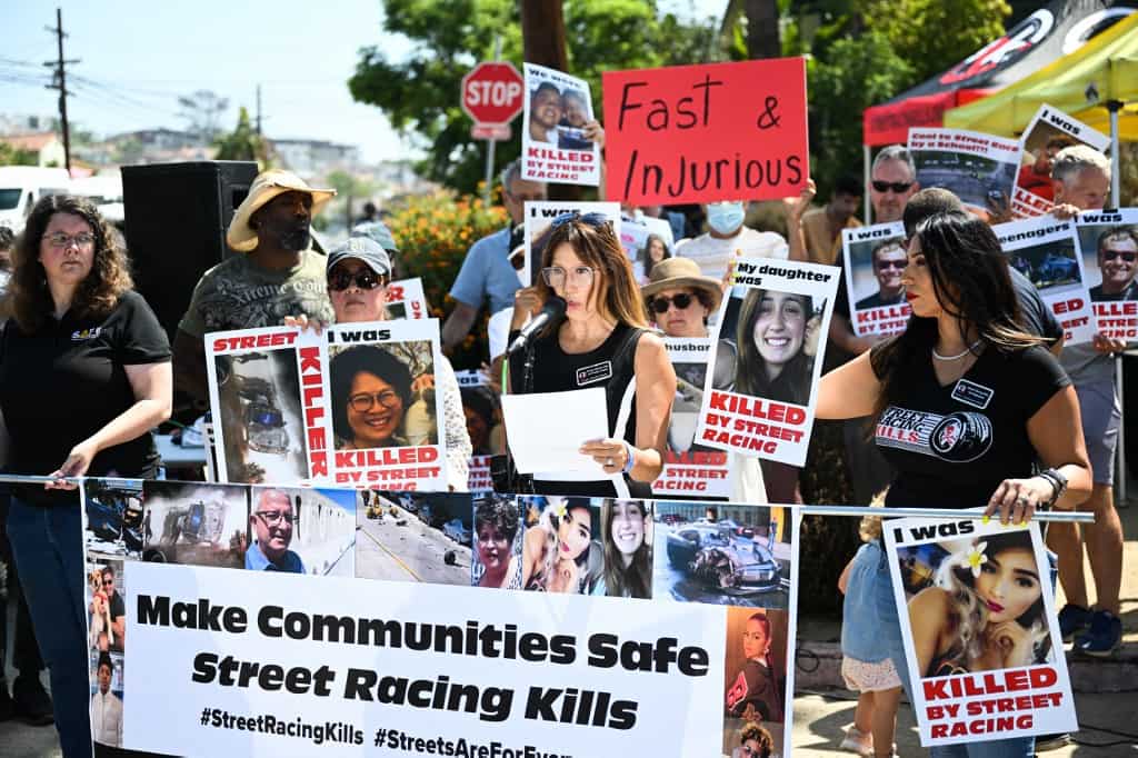 LA residents protest against 'Fast and Furious' street race filming in neighbourhood LA residents protest against 'Fast and Furious' street race filming in neighbourhood