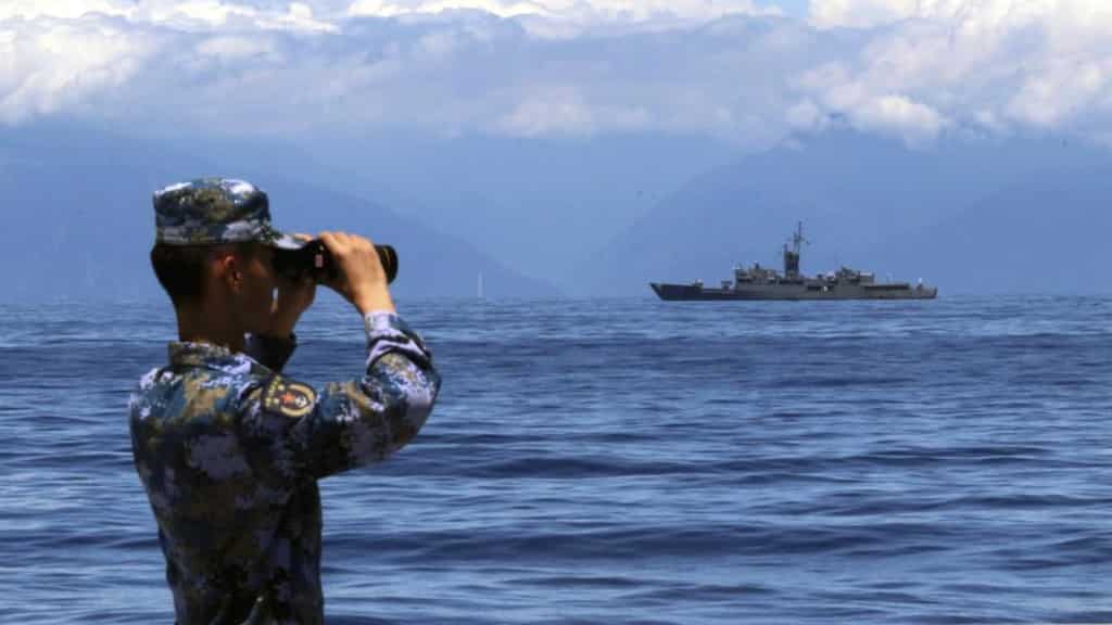 How did China's navy begin to erase imaginary Taiwan Strait median line