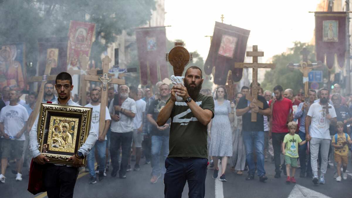 Thousands of Orthodox Christians gather in Belgrade to protest against EuroPride Thousands of Orthodox Christians gather in Belgrade to protest against EuroPride