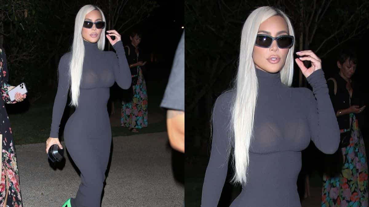 Kim Kardashian attends LA charity event in figure-hugging black dress and neon heels Kim Kardashian attends LA charity event in figure-hugging black dress and neon heels