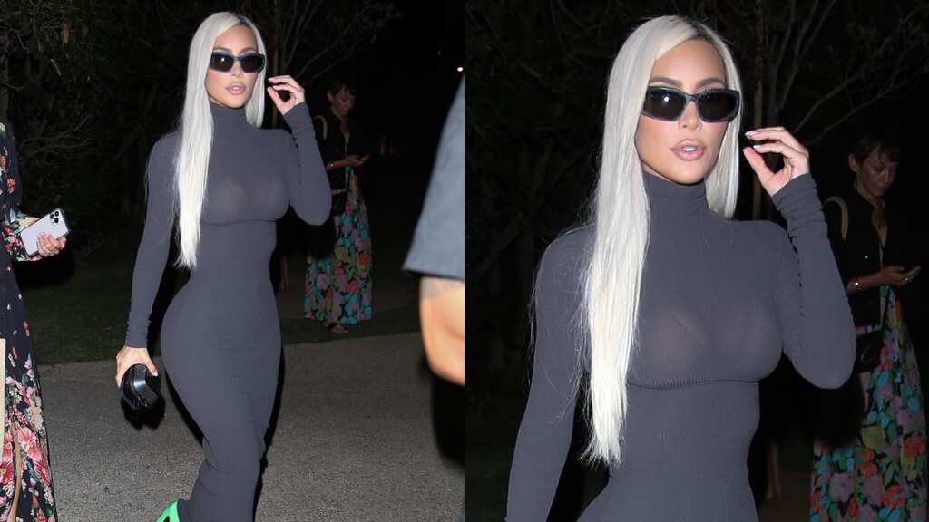 Kim Kardashian attends LA charity event in figure-hugging black dress and neon heels